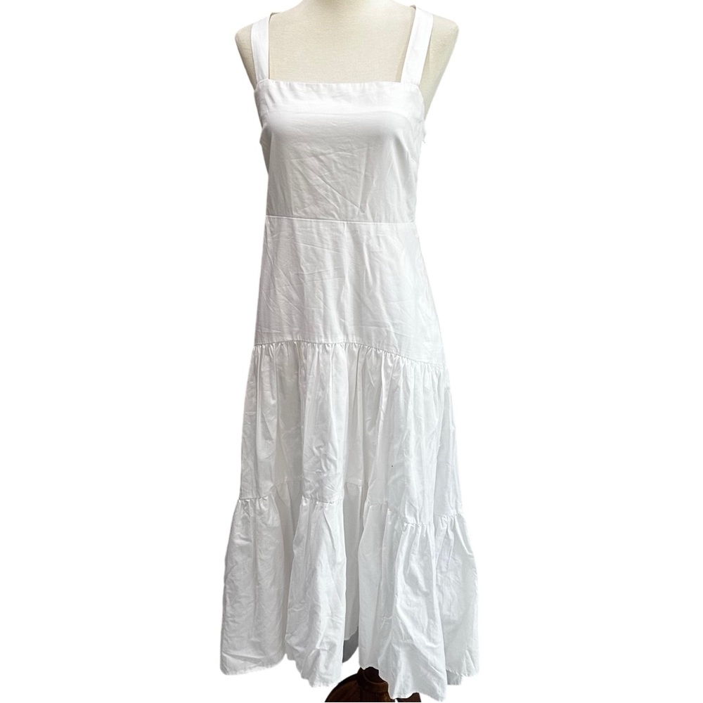 Banana Republic White Tiered Maxi Sundress NWOT Poplin Cotton Petite